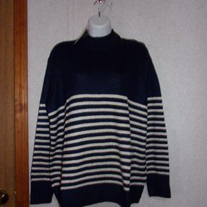 St John's Bay (New) Navy Striped Long Sleeve Sweater Size Large